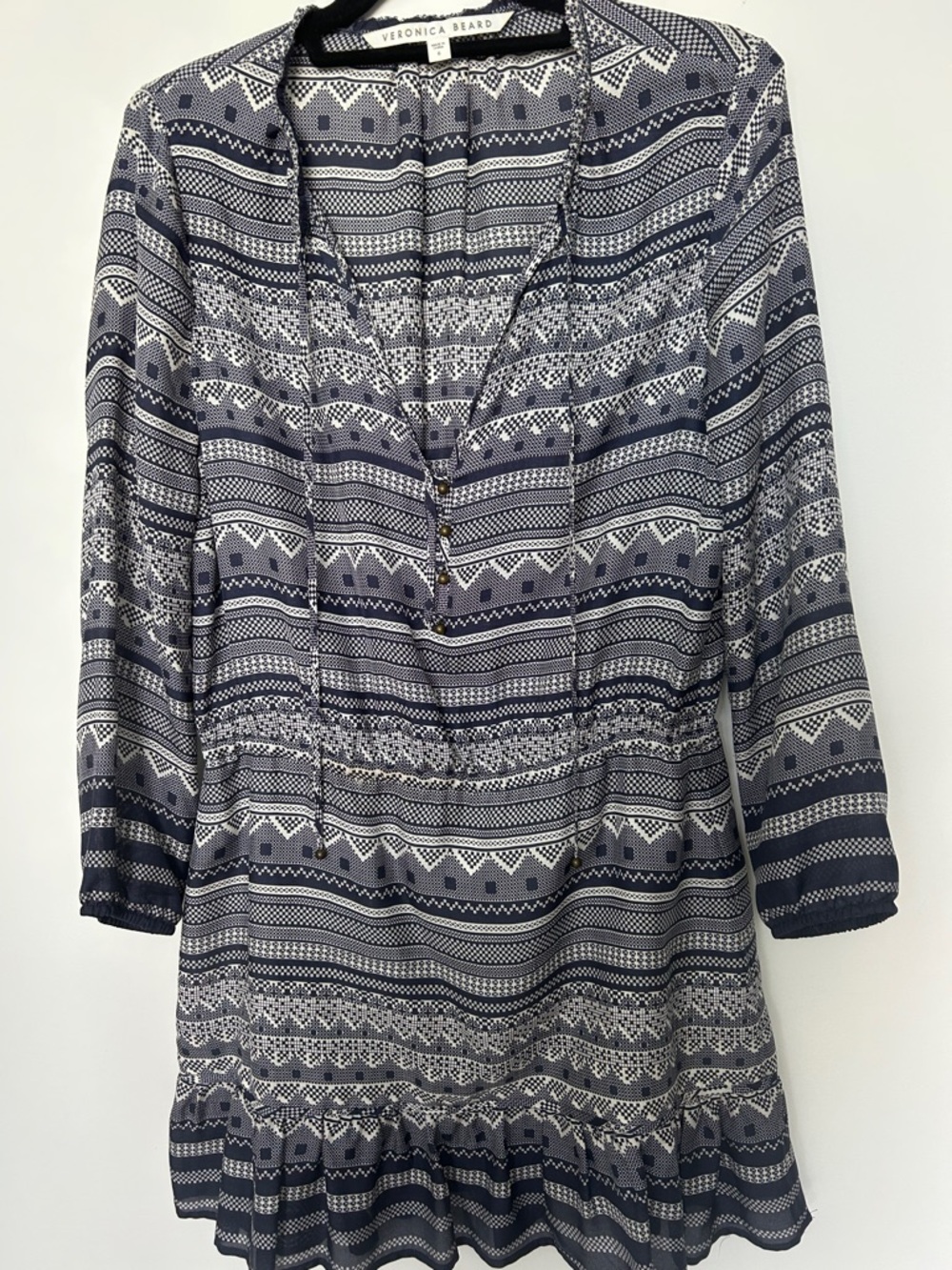 Veronica Beard Navy & White Printed Dress